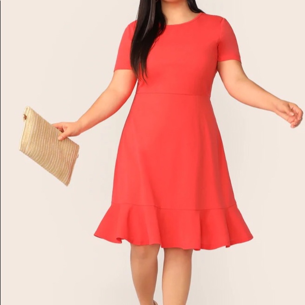 Lolita neon orange midi plus size dress